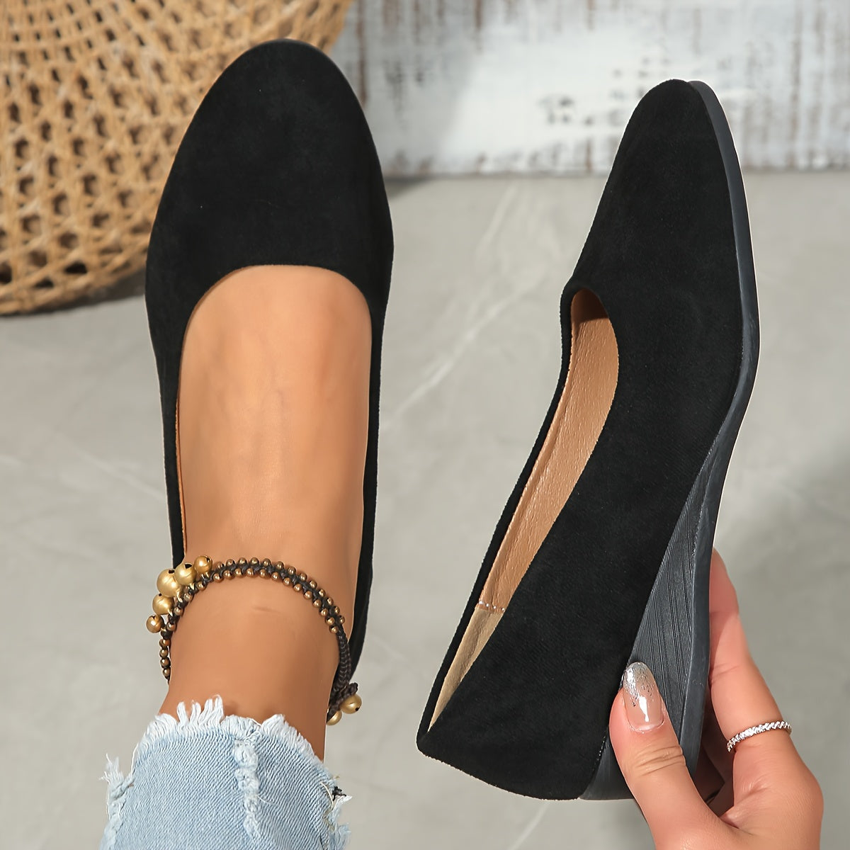Sela - Comfortable Wedge-Heel Ballet Flats — view 8
