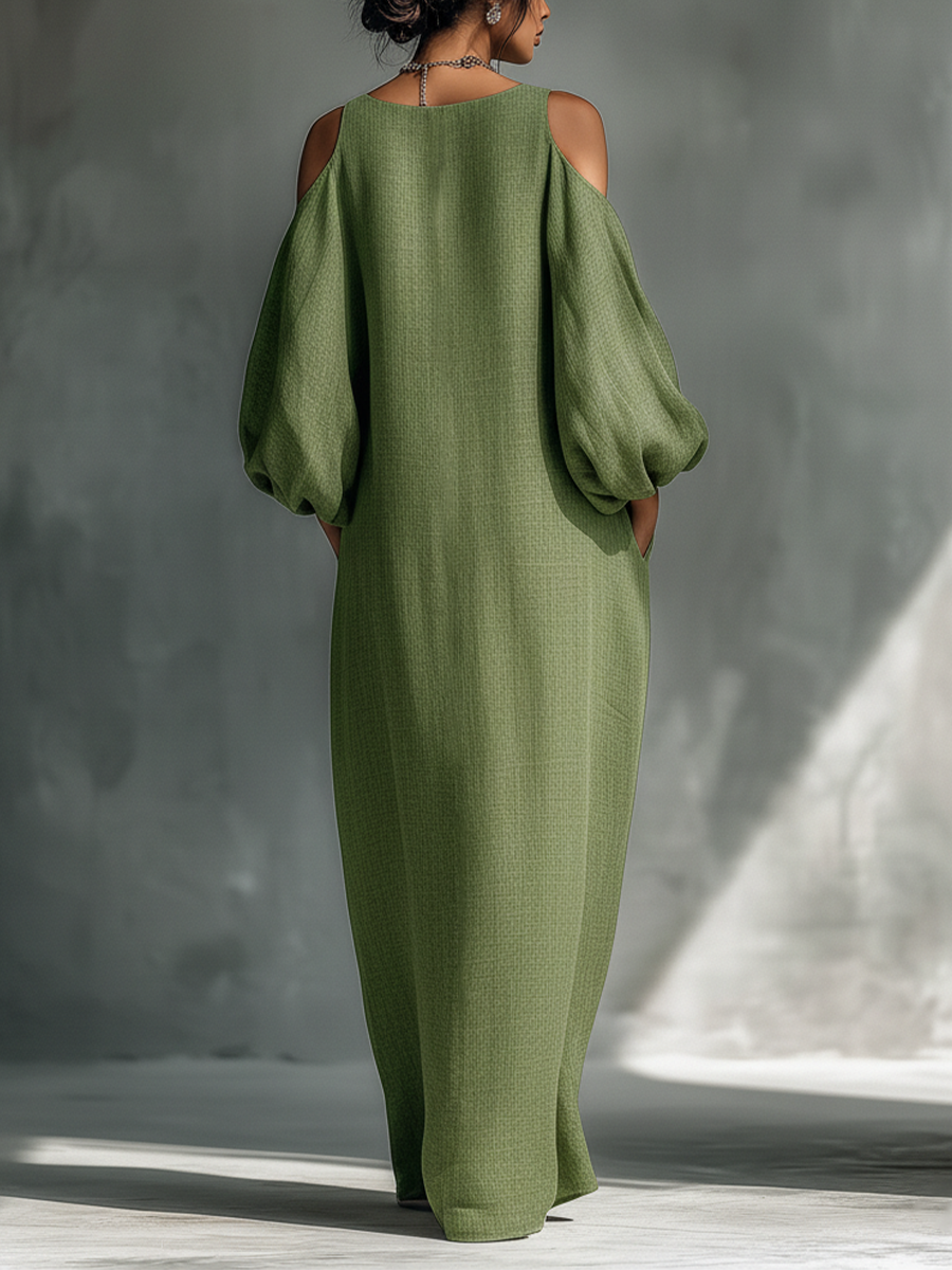 Georgina - Light Green Off-Shoulder Maxi Dress — view 6