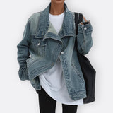 Huia - Asymmetric High-Neck Vintage Coat — view 2