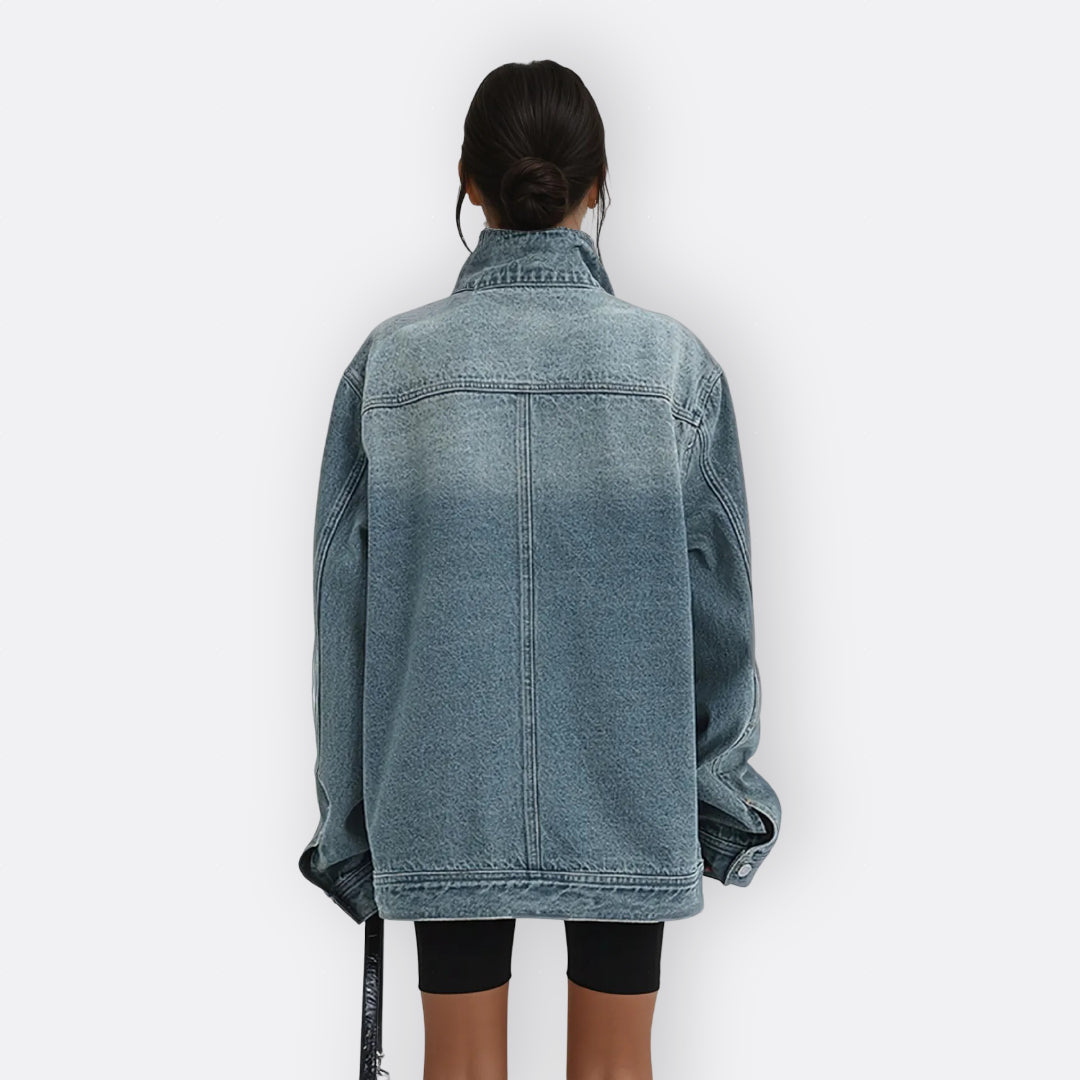 Huia - Asymmetric High-Neck Vintage Coat — view 4