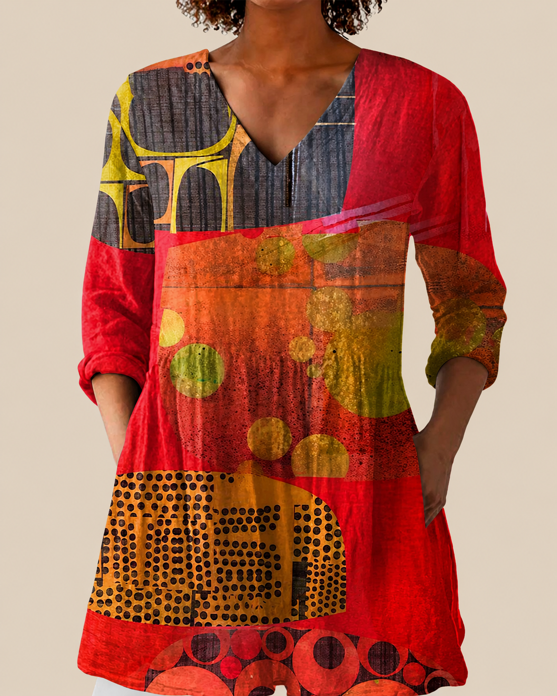 Skylar | Long Blouse with Expressive Print