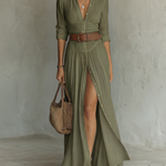 Kiara - Long Sleeve Lapel Collar Maxi Dress — view 9