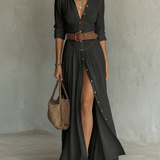 Kiara - Long Sleeve Lapel Collar Maxi Dress — view 8