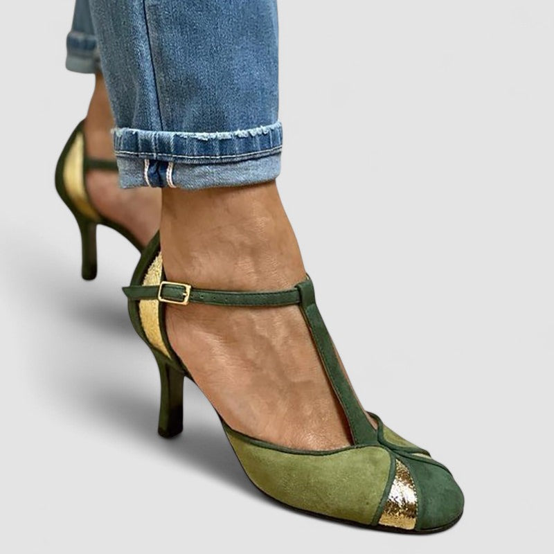 Taviana - Patchwork Pumps with T-Strap and Closed Toe — view 2