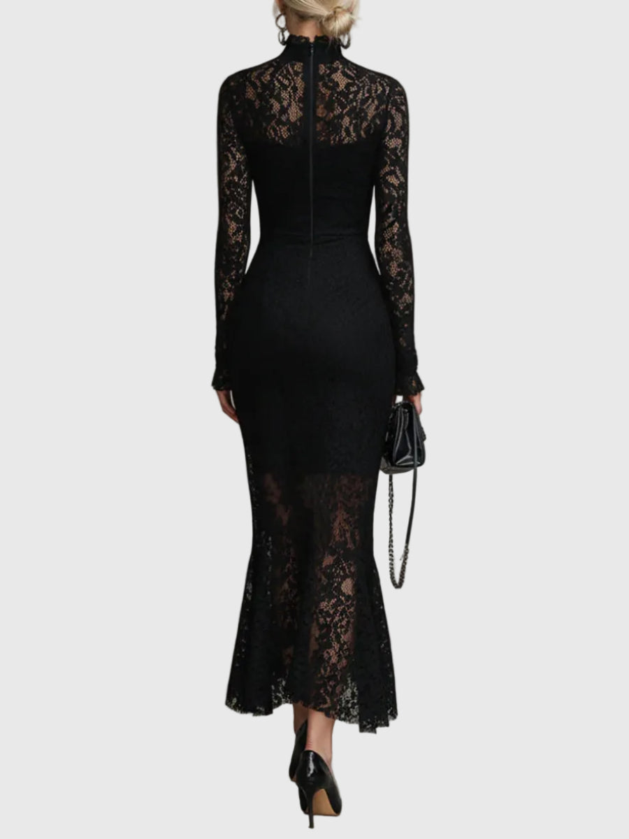 Monica | Elegant Maxi Dress with Flared Lace Skirt — view 2