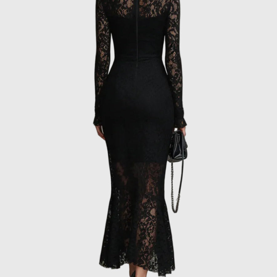 Monica | Elegant Maxi Dress with Flared Lace Skirt — view 2