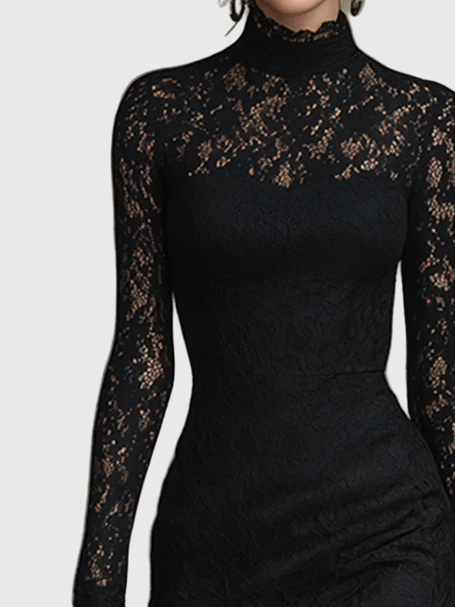 Monica | Elegant Maxi Dress with Flared Lace Skirt — view 3