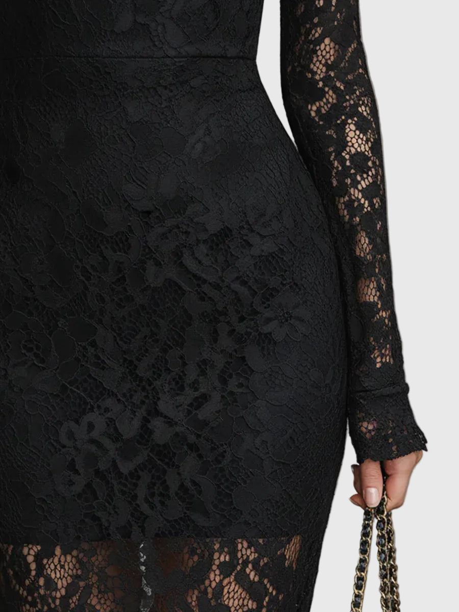 Monica | Elegant Maxi Dress with Flared Lace Skirt — view 4