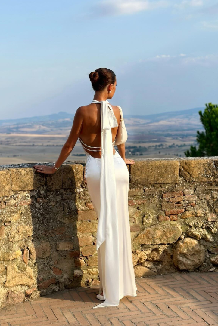 Ivy - Maxi Dress with Pearl Trim — view 2