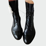 Matte & Gloss Lace-Up Leather Boots