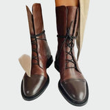 Matte & Gloss Lace-Up Leather Boots — view 2
