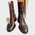 Matte & Gloss Lace-Up Leather Boots — view 2