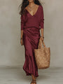 Aria | Satin Midi Set with Coordinating Knit — view 8