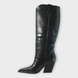 Boots with Croc-Effect Design and Elegant Heel — view 4