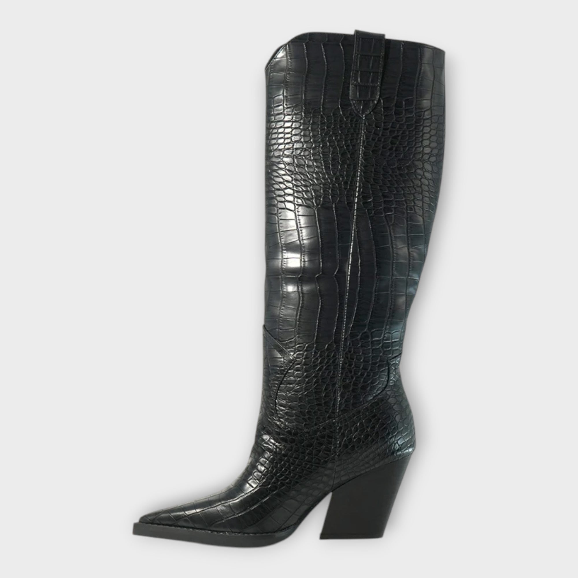 Boots with Croc-Effect Design and Elegant Heel — view 4