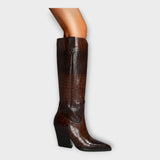 Boots with Croc-Effect Design and Elegant Heel — view 7