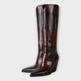 Boots with Croc-Effect Design and Elegant Heel — view 6