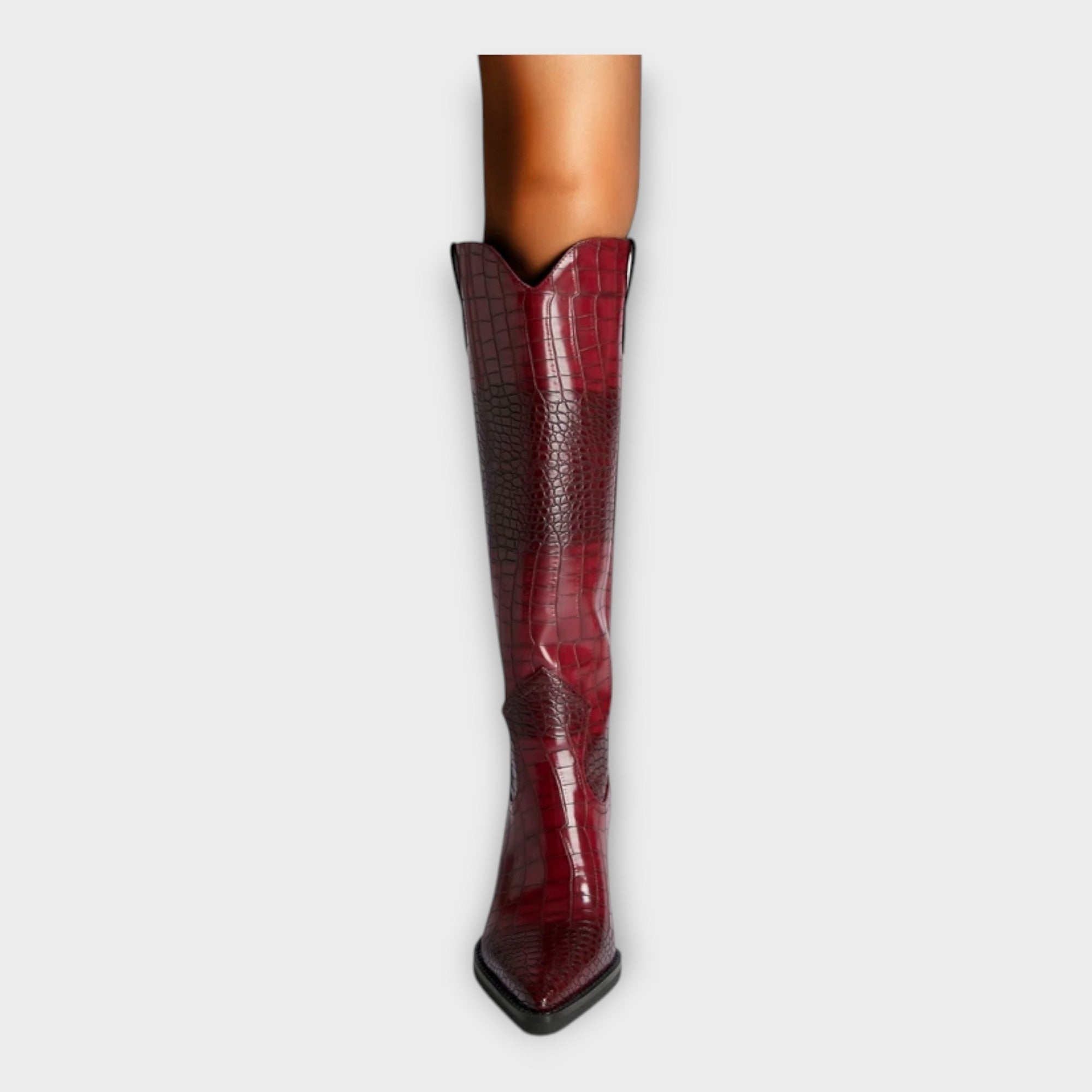 Boots with Croc-Effect Design and Elegant Heel — view 9