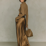 Florence - Golden-brown knit turtleneck top — view 5