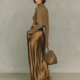 Florence - Golden-brown knit turtleneck top — view 5