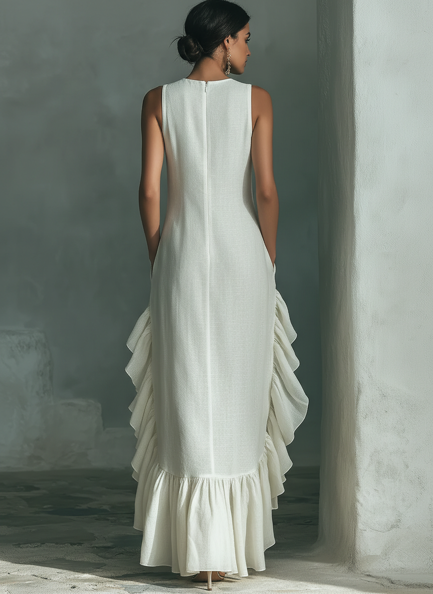 Sophie - Ivory Linen Sleeveless Maxi Dress — view 5