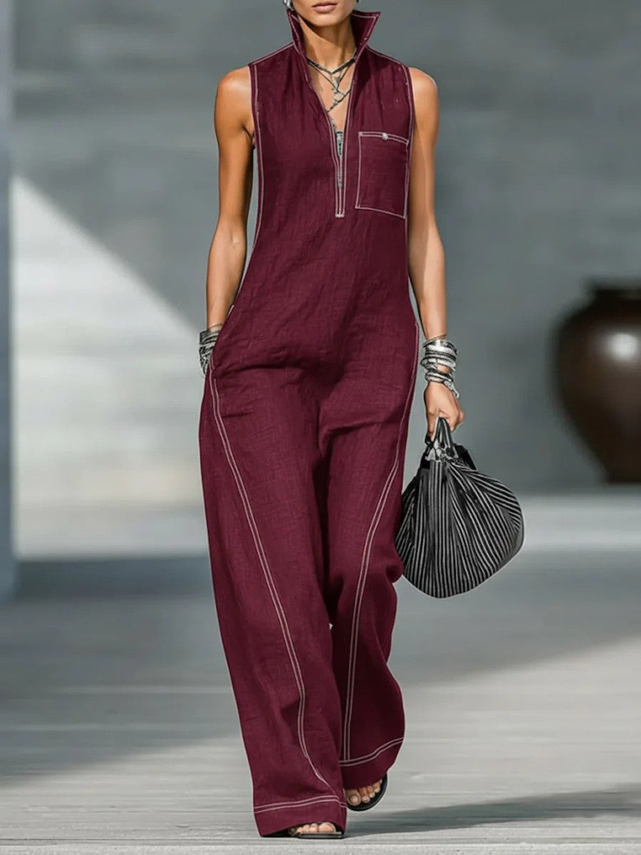 Jamie | Minimalist Sleeveless Relaxed Jumpsuit — view 3
