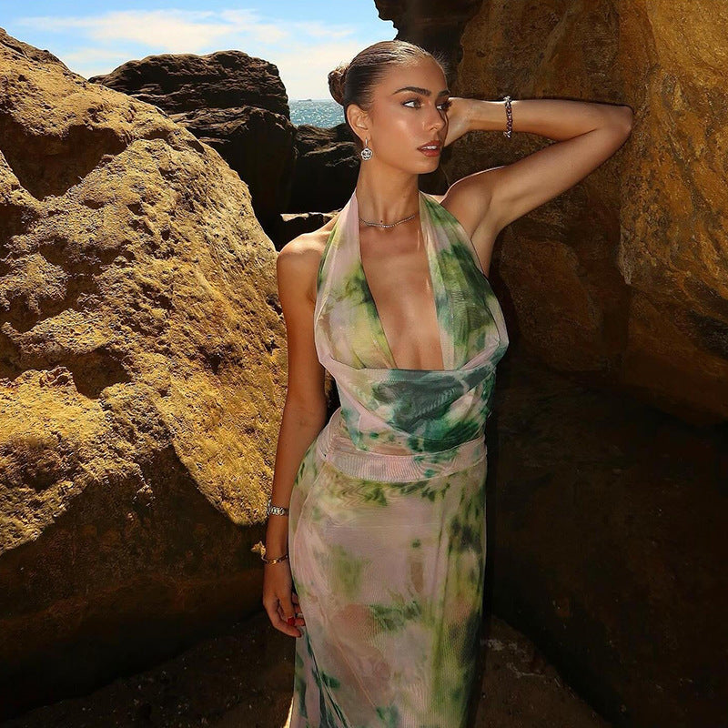 Reign - Backless Maxi Dress with Halter Neck — view 3