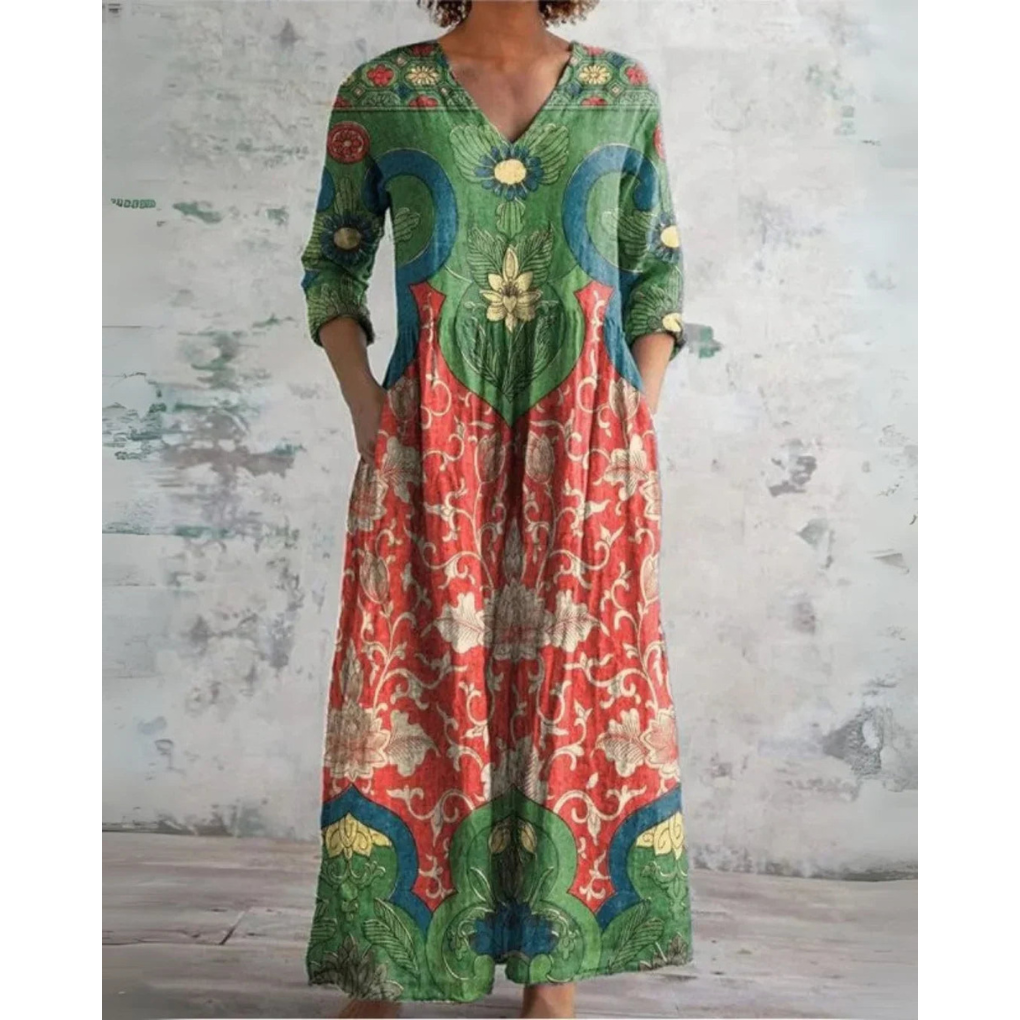 ELEANOR | VINTAGE MAXI DRESS WITH FLORAL PRINT