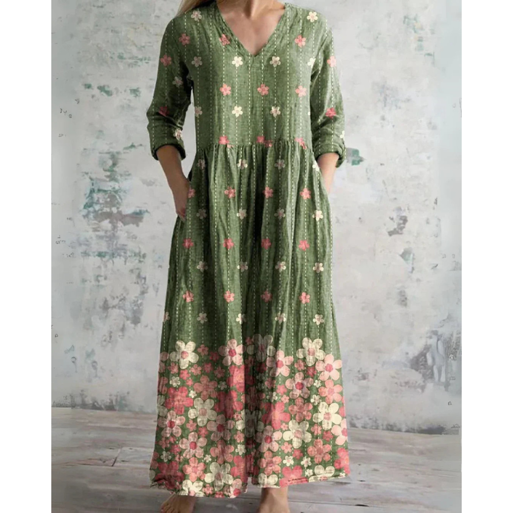 ELEANOR | VINTAGE MAXI DRESS WITH FLORAL PRINT — view 2