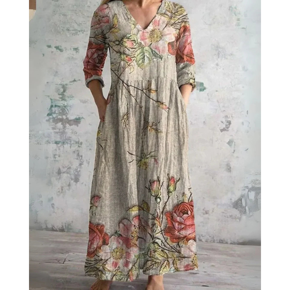 ELEANOR | VINTAGE MAXI DRESS WITH FLORAL PRINT — view 3