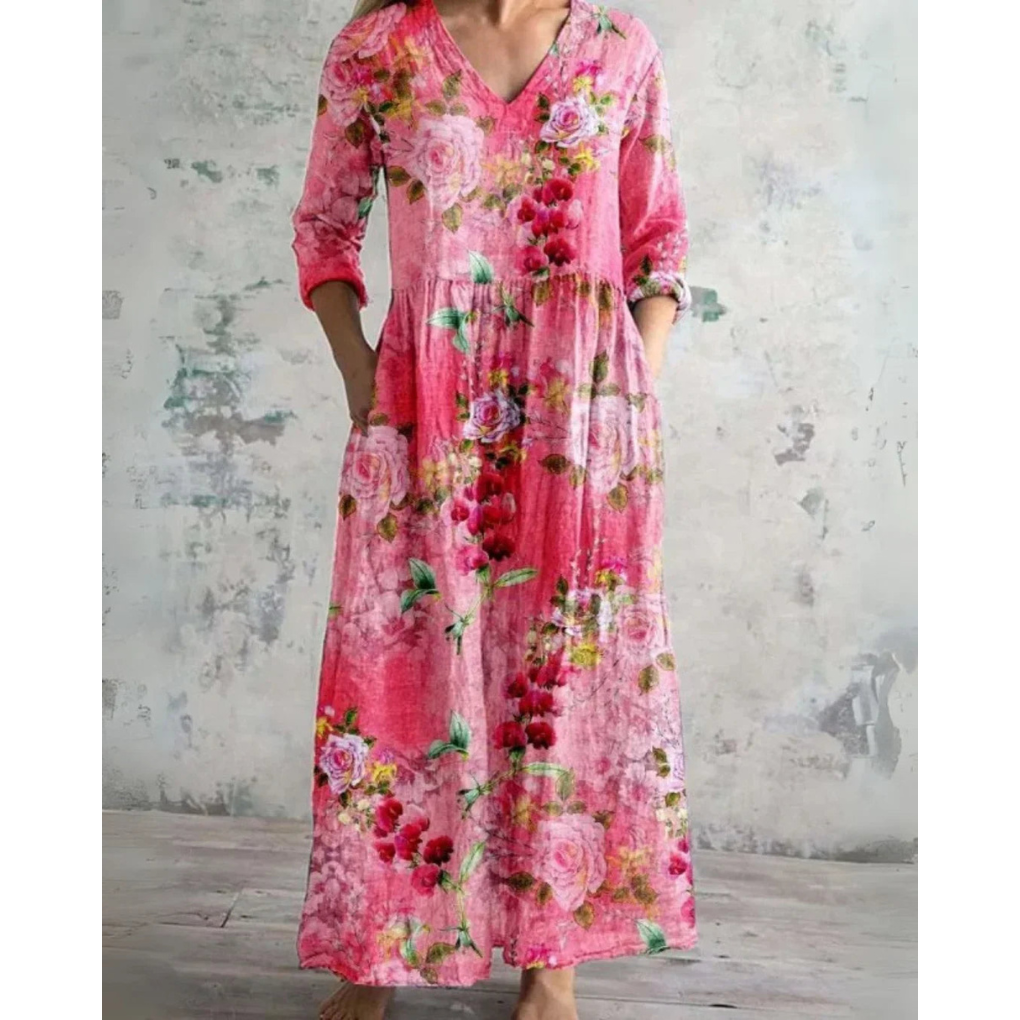 ELEANOR | VINTAGE MAXI DRESS WITH FLORAL PRINT — view 6