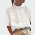 Embroidered Shirt with High Neck