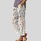 Cream Wildflower Casual Pants