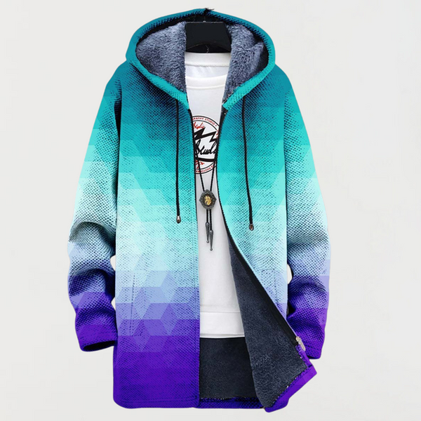 Coat with Hexagonal Gradient Pattern