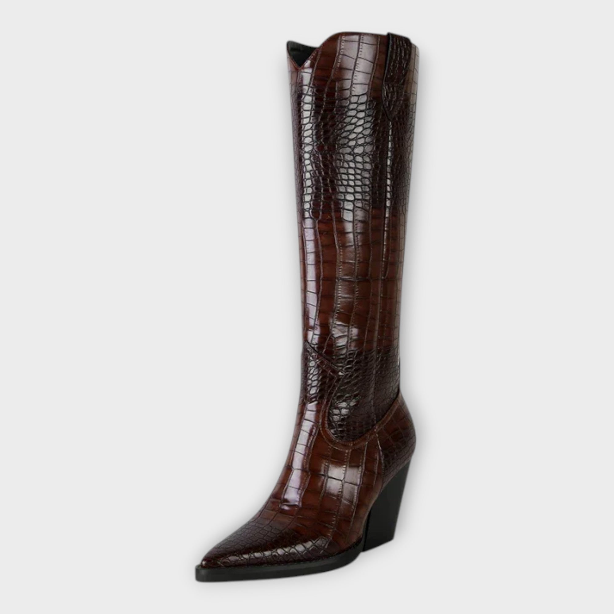 Boots with Croc-Effect Design and Elegant Heel — view 11