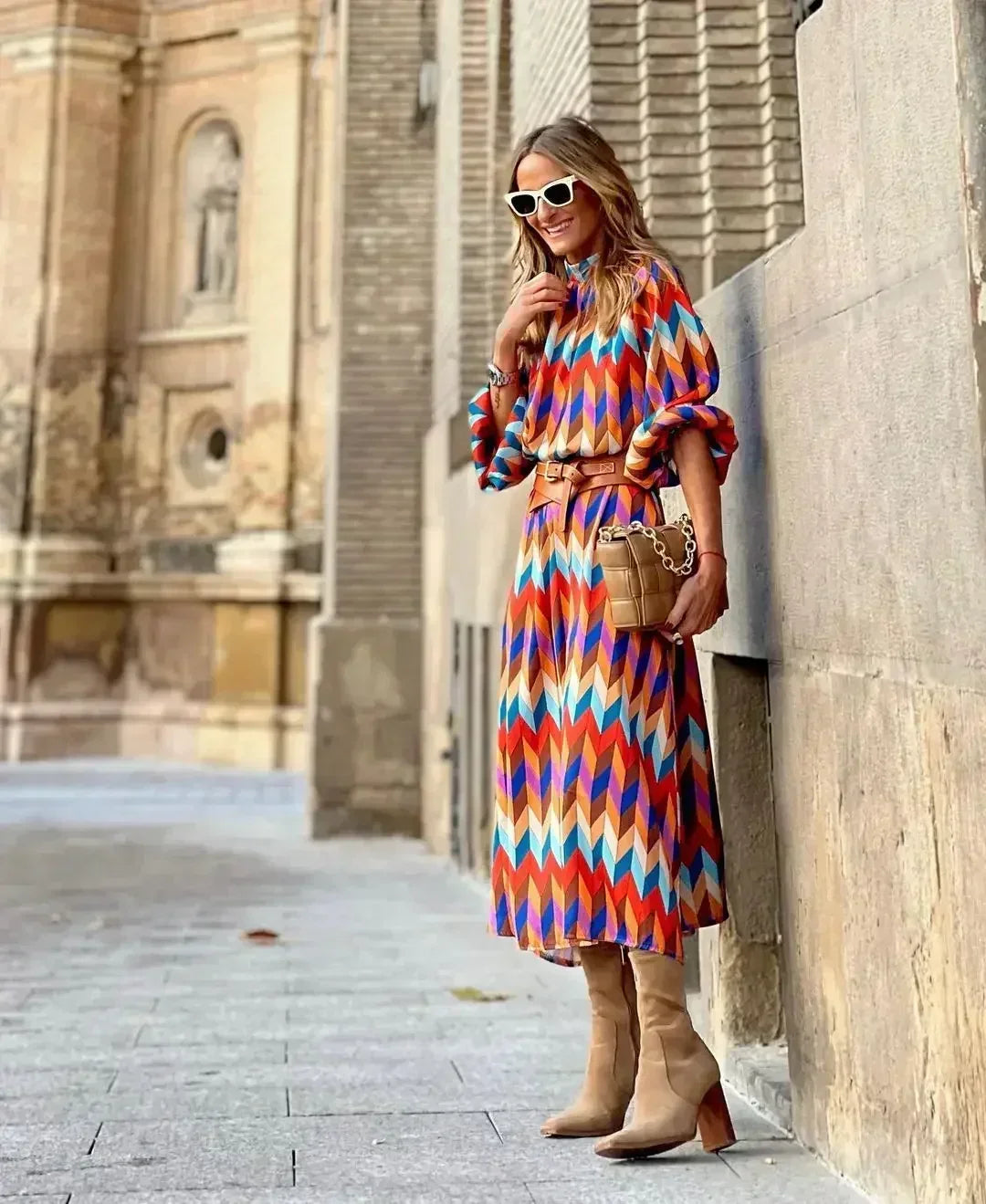 Cassandra - Vibrant Geometric Dress — view 4