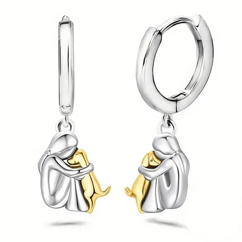 Dog Hug Earrings (Round Clasp) — view 2
