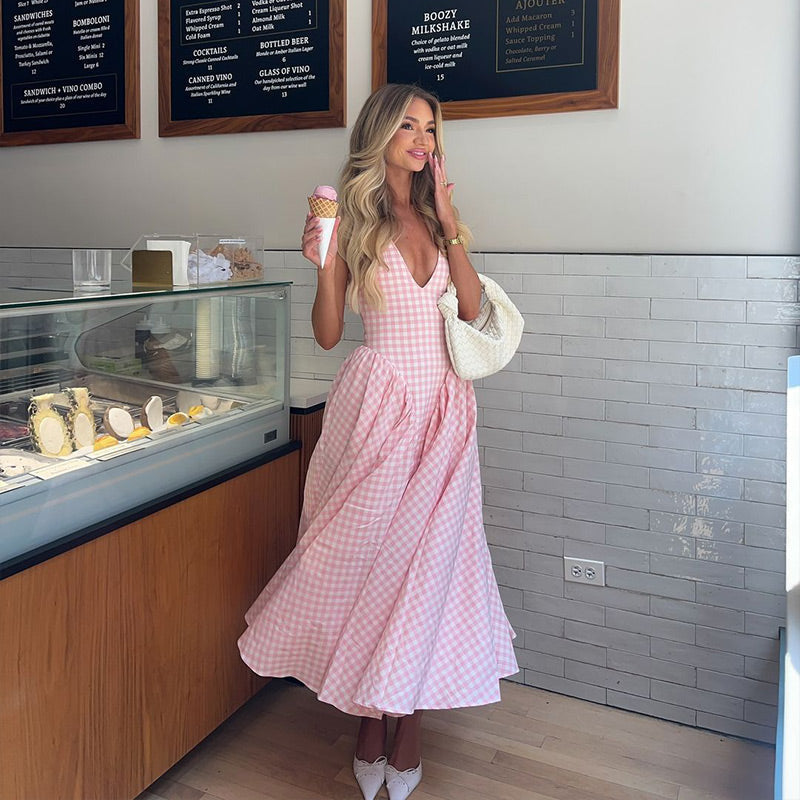 Reihana - Midi Dress with Check Print