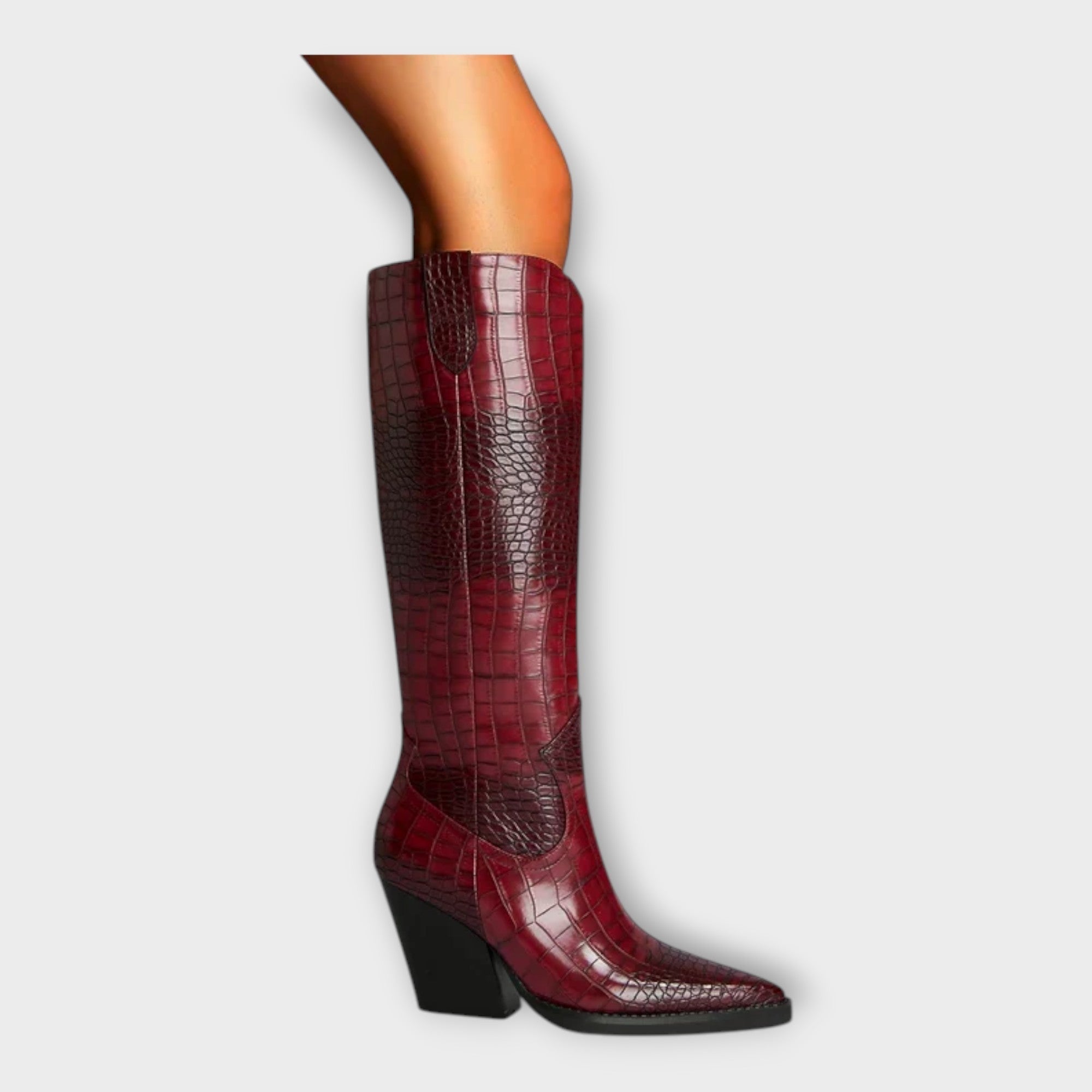 Boots with Croc-Effect Design and Elegant Heel — view 2