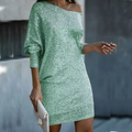 Elegant Mini Dress with Sparkles and Bare Shoulders — view 6