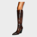 Boots with Croc-Effect Design and Elegant Heel