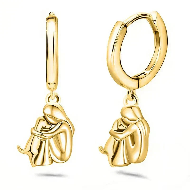 Dog Hug Earrings (Round Clasp) — view 4