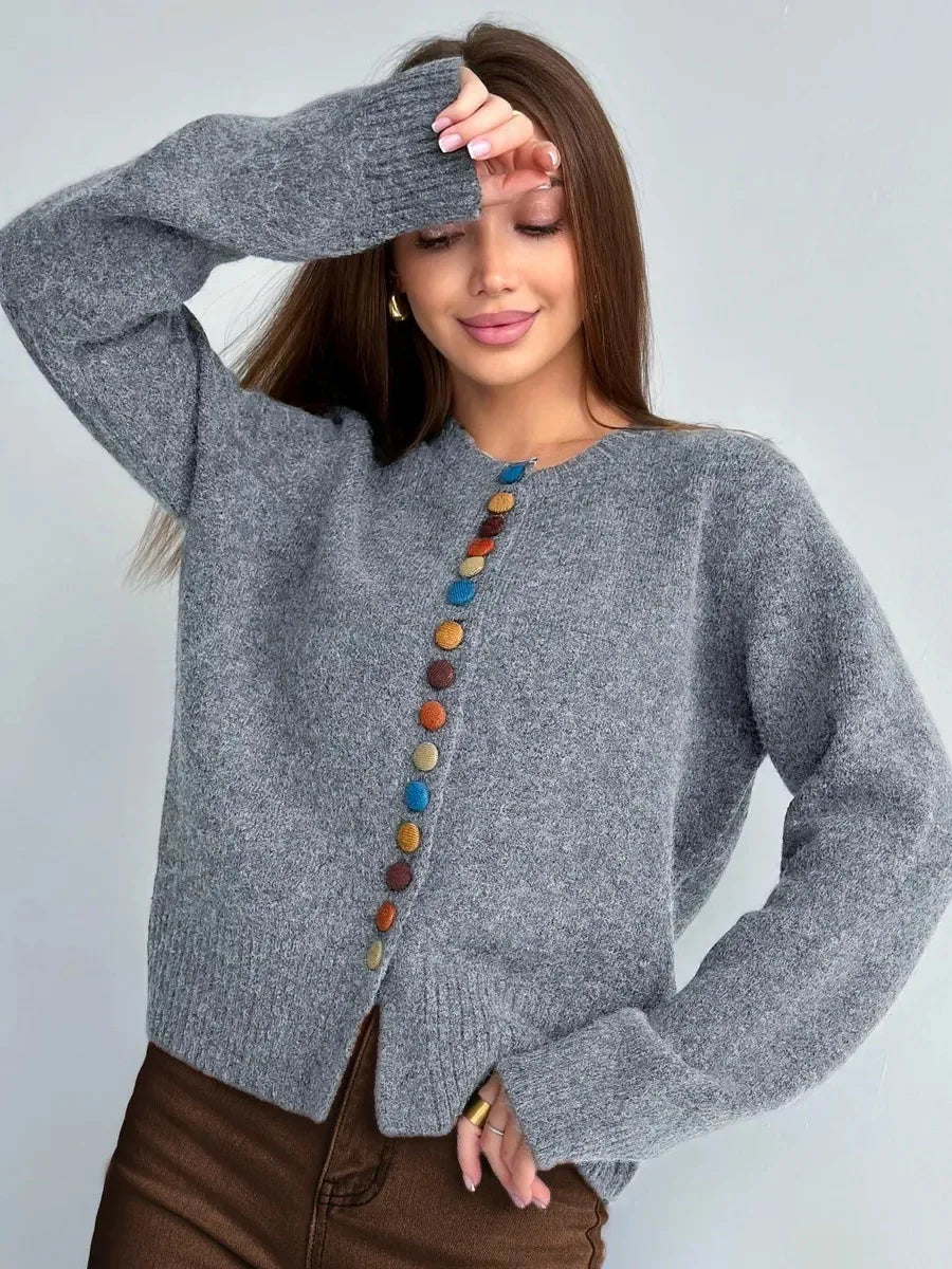 Nicole - Button Detail Cardigan — view 2