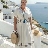 Seren | Short Sleeve V Neck Wrap Style Midi Dress — view 3