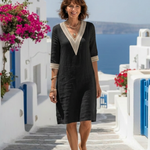 Elira | V Neck Three Quarter Sleeve Knee Length Dress — view 5