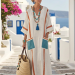 Noemi | V Neck Half Sleeve Pocket Maxi Dress — view 2