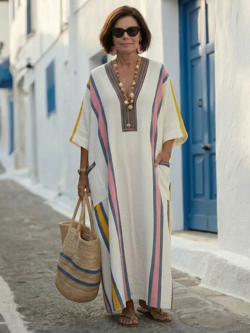 Noemi | V Neck Half Sleeve Pocket Maxi Dress — view 6