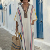 Noemi | V Neck Half Sleeve Pocket Maxi Dress — view 6