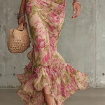 Jill - Vintage Rose Print Puff Sleeve Maxi Dress — view 3