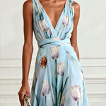 Nikau - Elegant Tulip Print V-neck Maxi Dress — view 5